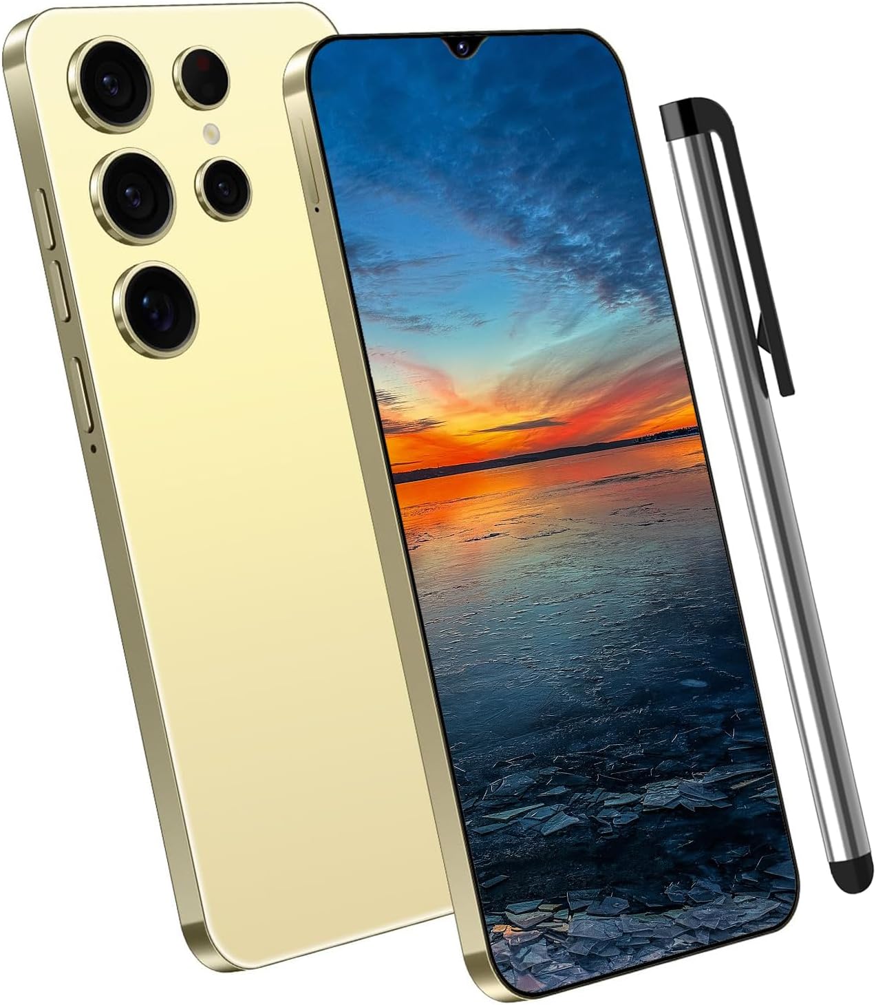 C24 Ultra 5G Unlocked Cell Phone, Smartphone Android 13 Snapdragon 8 Gen 2 Octa-Core, 4GB128GB Unlock Phone, 6800mAh Battery, 90Hz FHD Screen 72MP Camera, Dual SIM PhoneGPSFace ID - Gold