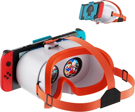 VR Headset for Nintendo Switch & Switch OLED, Upgraded Switch Virtual Reality Glasses with Adjustable HD Lenses and Comfortable Head Strap, Labo VR Kit 3D Goggles for Switch Accessories