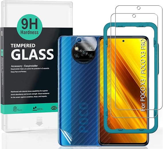 Ibywind Screen Protector For Xiaomi Poco X3/X3 Pro[2 Pack],9H Hardness Tempered Glass,With 1Pc Camera Lens Protector,Easy to Install