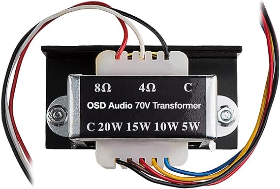 OSD Audio SP70T 70V Commercial Speaker Transformer, 8 Ohm, 5W to 20W Taps