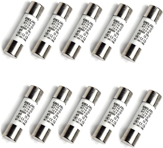 Fielect 10Pcs Ceramic Cartridge Fuse 400V 10A 10x38mm Cylindrical Fuses Ceramic Tube Fuse for Electrical Equipment
