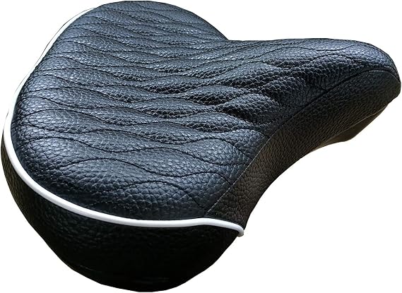 Made in Taiwan, Fito GSW Beach Cruiser Comfort Retro City Bicycle Saddle Seat, Black White Trim