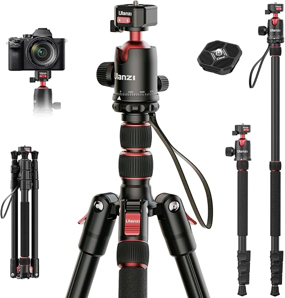 ULANZI TT31 72.4" Claw Quick Release Aluminum Camera Tripod & Monopod, Panorama 360 Ball Head Detachable w 180Revertible Legs, Up Load 8.82lb, for Sony/Canon/Nikon/Fujifilm and More