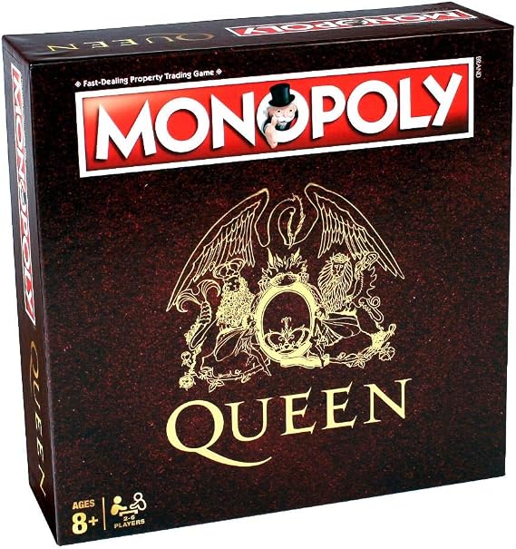 Winning Moves Queen Monopoly Board Game, Advance to Wembley, Hyde Park, The Forum Los Angeles, Take your chances with A Kind of Magic and In the Lap of the Gods cards, gift for players aged 8 plus