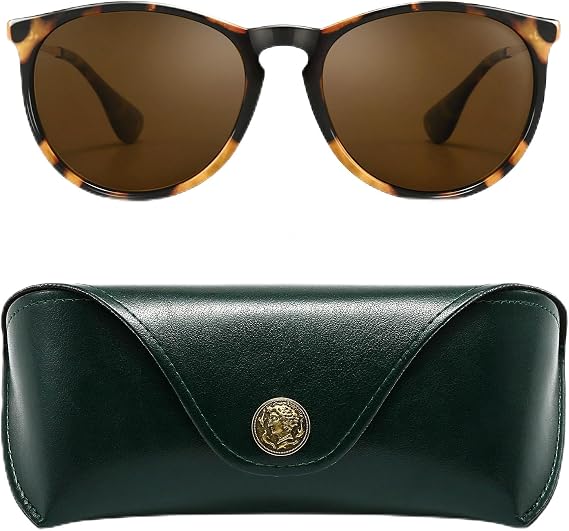 SUNGAIT Vintage Round Sunglasses + Sunglass Case