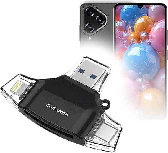BoxWave Smart Gadget Compatible with Schok Volt SV69 5G - AllReader SD Card Reader, microSD Card Reader SD Compact USB - Jet Black
