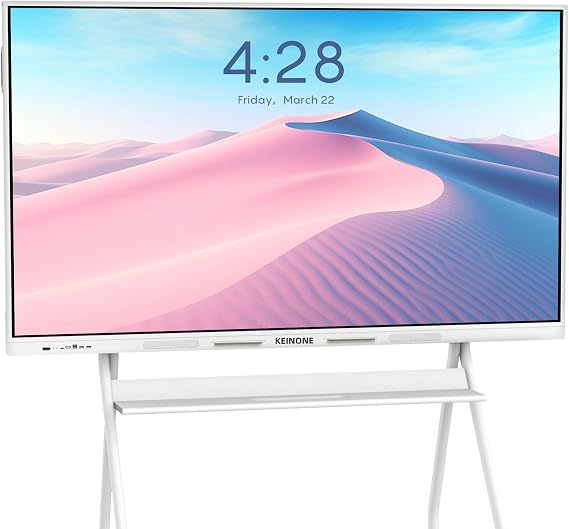 Interactive Smart Board for Classroom, 65 8+128 GB Electronic Digital Whiteboard Built-in Google EDLA-Certified Android 14 OS - 4K Touchscreen Smartboard for Home Office School Studio Display