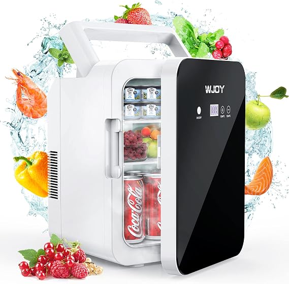 Mini Fridge 10L Portable Mini Refrigerator，Cooler and Warmer fridge with LCD Temperature Adjustment Touch screen，AC/DC fridge for Skin Care＆Food great for cars and bedroom