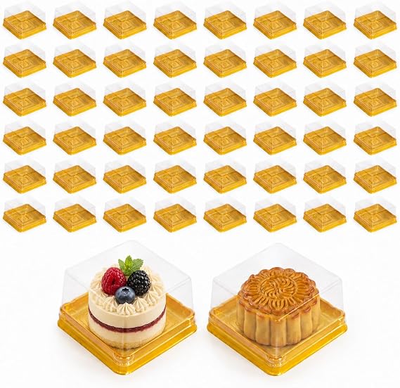 DOITOOL 50 Pack Mooncake Boxes with Lids, Clear Plastic Individual Boxes