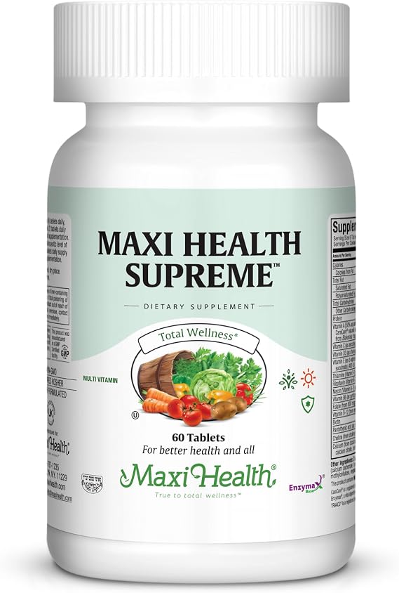 Maxi Health Multivitamin for Men & Women (60 Count) | Kosher | Multivitamin with Iron | Energy, Immune & Overall Wellness | Non-GMO | Doctor Formulated