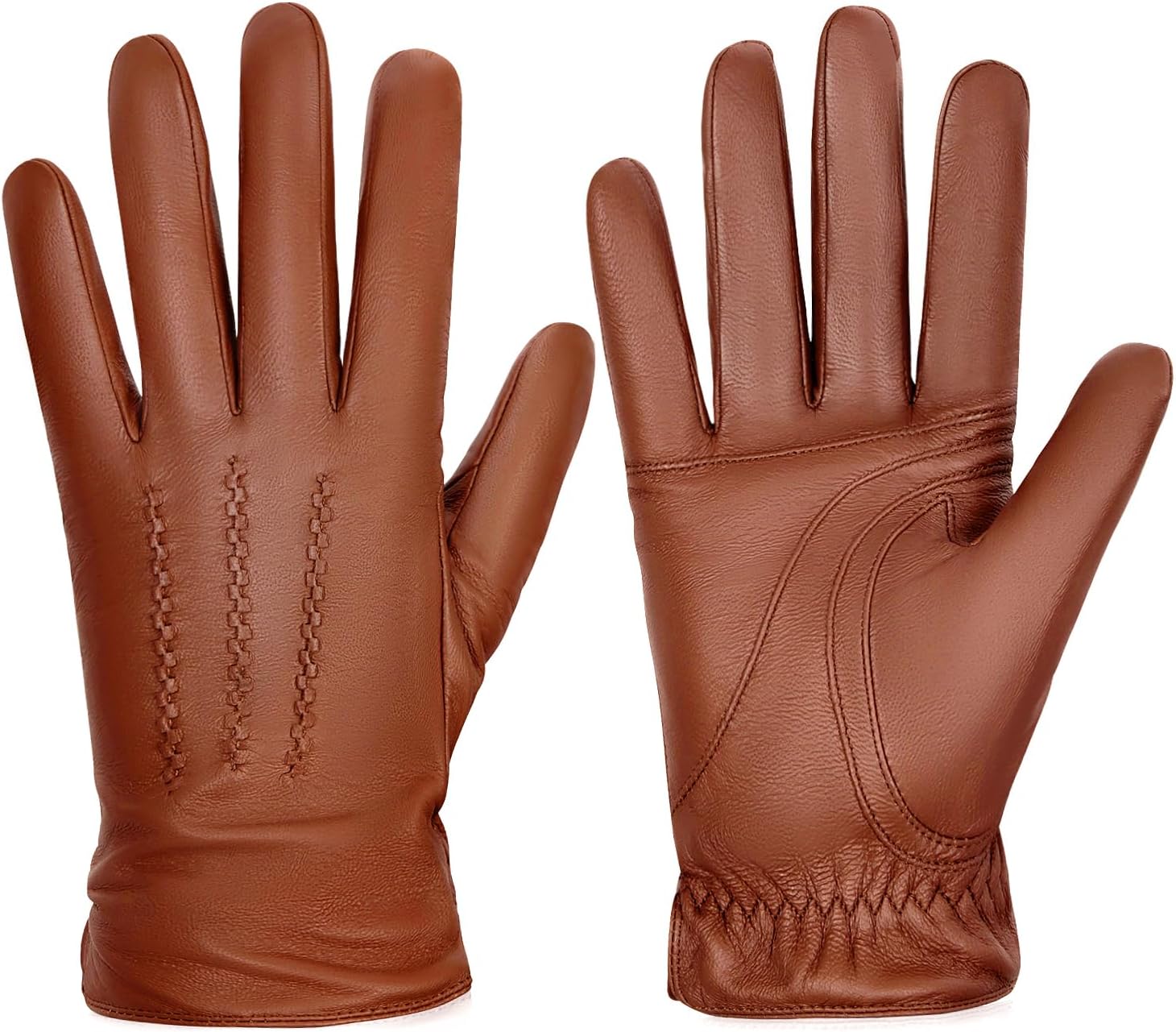 BISON DENIM Winter Genuine Sheepskin Leather Gloves for Men, Touchscreen Texting Warm Cashmere Lined Gloves for Driving