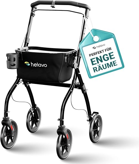Helavo Narrow Home Rollator with Tray - 60 cm Wide & Transport Basket