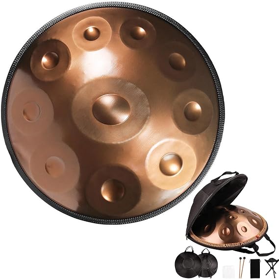 ORANGES Steel Drum 12 Notes Handpan 440HZ Adult's Handpan Drum 9 Notes Durable Professional Tonguedrum Brass Surface D Minor 22in 432hz (Color : 432Hz, Size : 10 Notes)