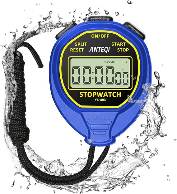 Waterproof Stopwatch, Large Display Silent Stop Watch for Coaches, Blue