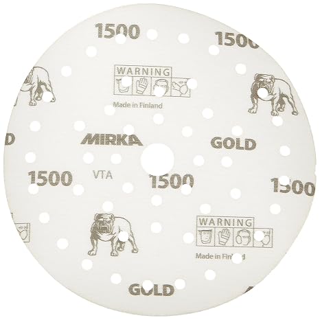 Mirka Gold Film Multifit 6 Inch Sanding Discs 1500 Grit Hook & Loop 50 Pack