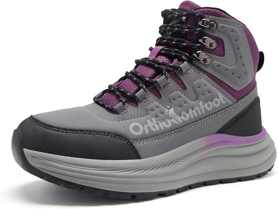 Women's Orthopedic Plantar Fasciitis Boots: Comfortable Arch Support Waterproof Hiking Walking Trekking Trail Sneakers, Flat Feet Orthotic Mid Ankle Support Work Shoes for Foot and Heel Pain Relief