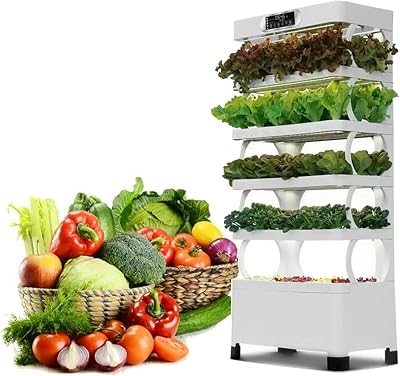 Hydroponics Growing System Tower Hydroponics Growing System Large, Herb Garden Gift, White, with Sponges, 160Pcs Planting Baskets, Watering Can1pc