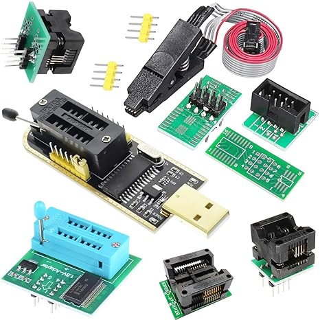 USB Programmer CH341A SOP8 SOIC8 Test Clip 1.8V Adapter Board SOP8 150mil 200mil SOP16 300mil 24 25 Series Programmer Chips Test Socket kit Nine piece Set