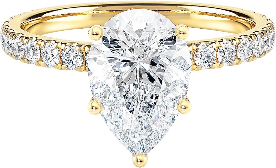 Pear Lab Grown Diamond Ribbon Halo Engagement Ring 14k Gold