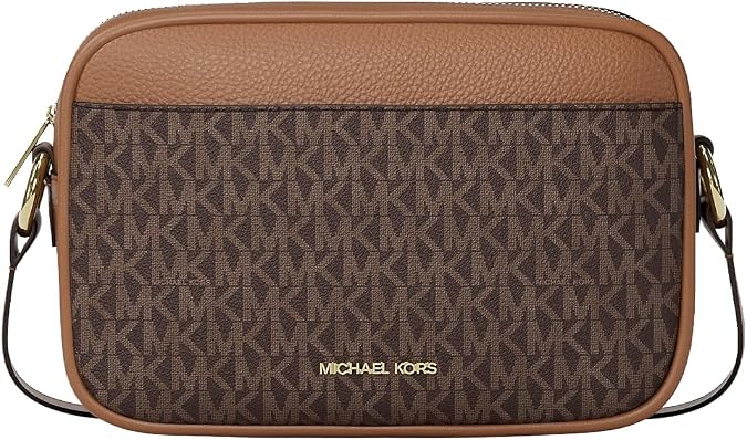 Michael Kors Jet Set Travel Large Signature Logo Camera Crossbody Bag Brown