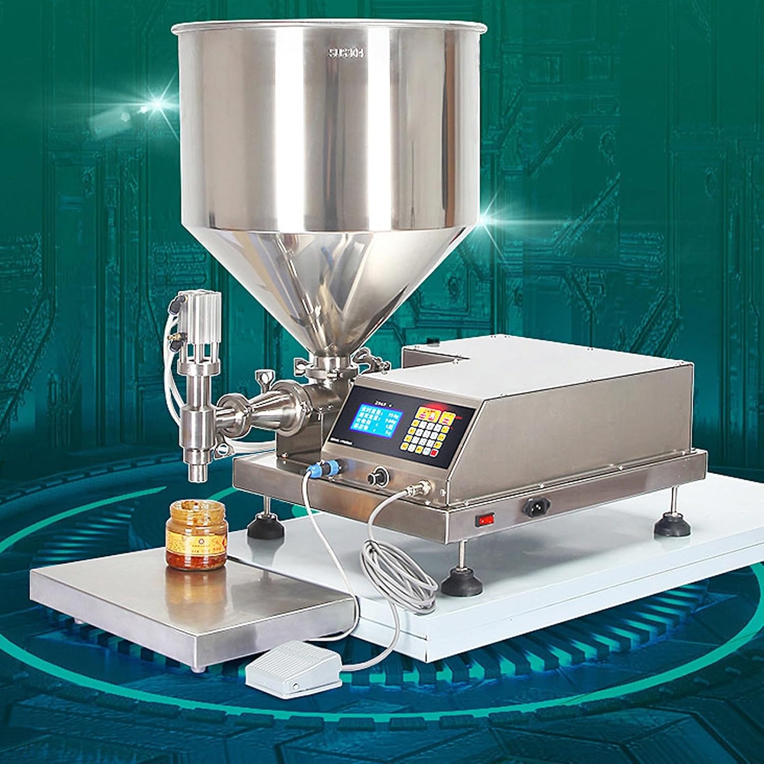 Filling Machine, Weighing Bottle Filler, Sauces Liquid Filler Machine, Full Automatic Quantitative Subpackage Machine, for Honey, Sauces, Butter, Oyster Sauce