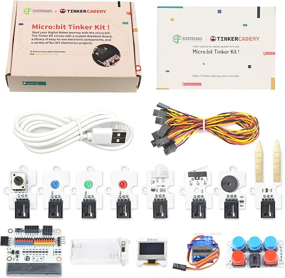 ELECFREAKS microbit Tinker Kit Micro:bit Sensor Starter Kit with 35 Projects, DIY Programming STEM kit with Basic Coding Electronics Modules and Wiki Tutorial(Without Micro:bit)