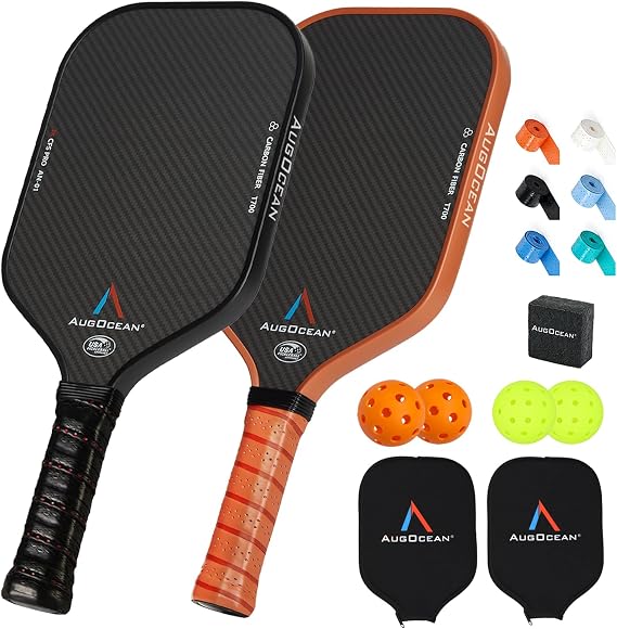 Pickleball Paddle,Pickleball Paddles-3K Raw Carbon Fiber Textured Surface with Great Grit & Spin,T700 Carbon Fiber Racket with Excellent Power,Control & Balance,USAPA Approved(Black-16mm)
