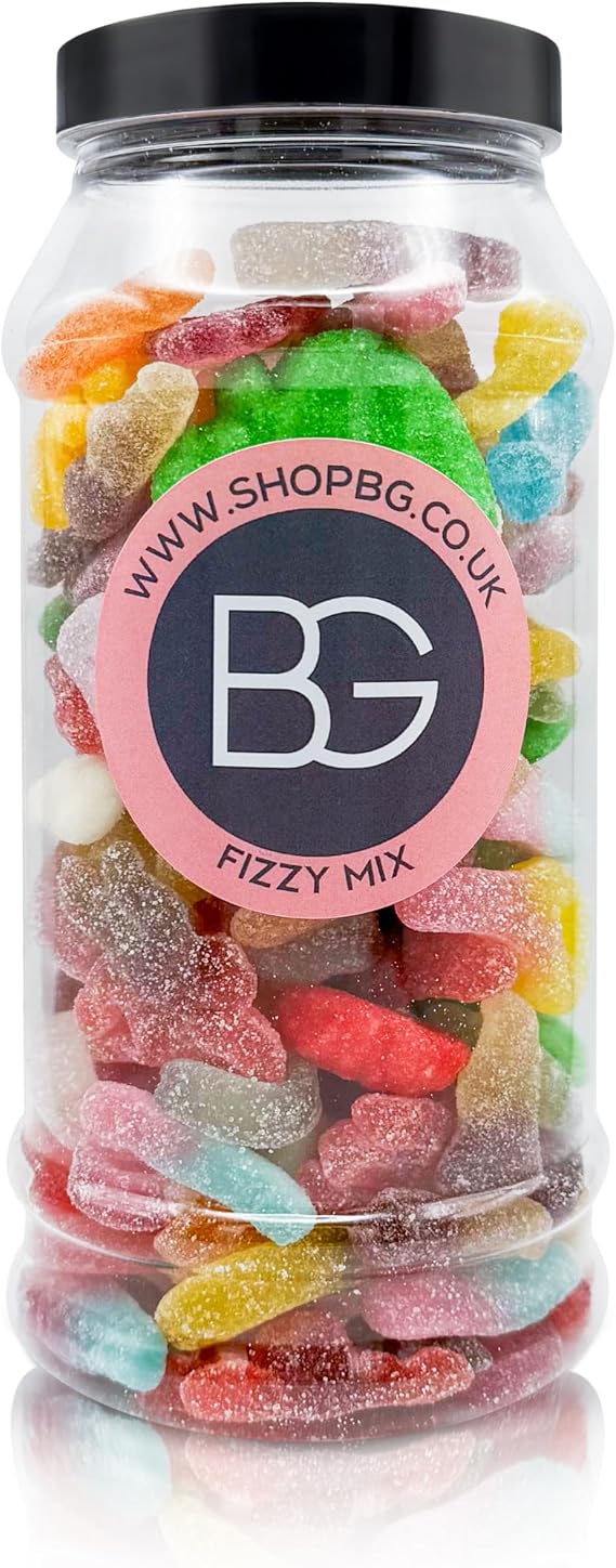 BG Quality Pick & Mix Sweet Jars | 600g Re-Sealable Sweetie Jar Retro Candy - Fizzy