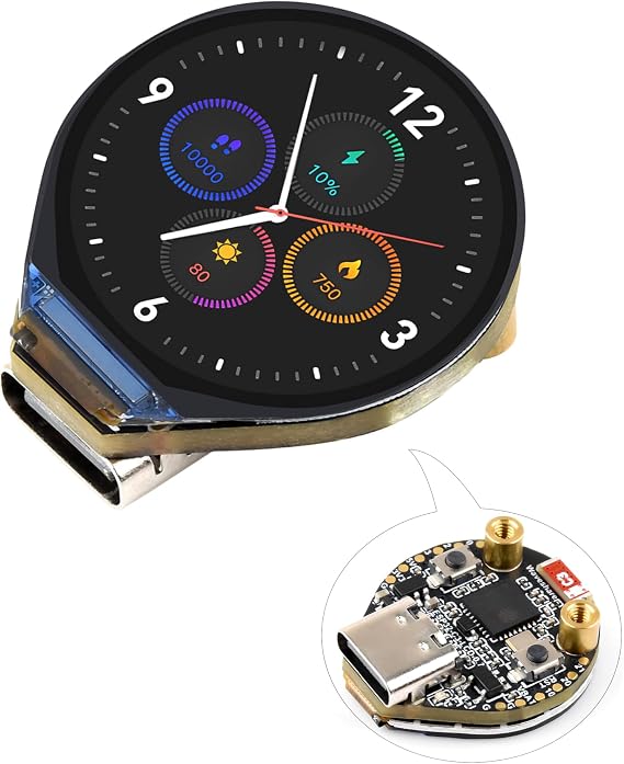 ESP32-C3 Development Board with 0.71inch Round Display 160x160 Resolution, Based on ESP32-C3 Single-Core Processor, SPI Interface Display, ESP32 with Display