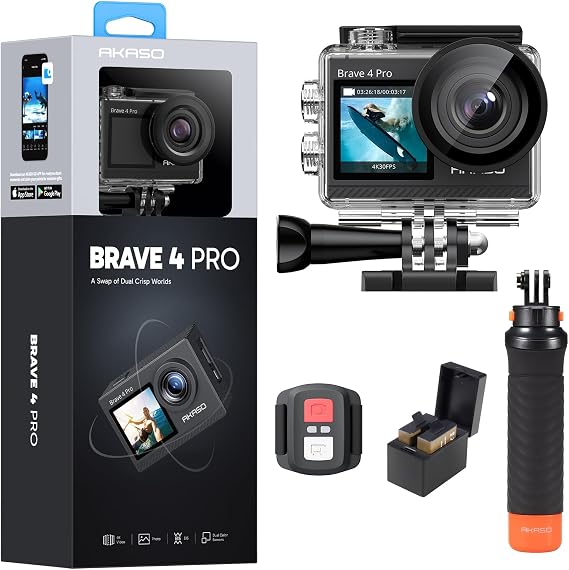 AKASO Brave 4 Pro Action Camera with Waterproof Floating Hand Grip