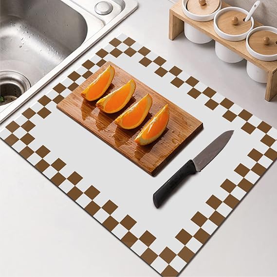 Kitchen Absorbent Draining Mat Portable Quick-Drying Kitchen Sink Drainer Mat Heat Resistant Super Absorbent Dish Drying Mat Anti-Slip Drainer Mat for Kitchen Counter,008,50 * 60cm [Energy Class A]