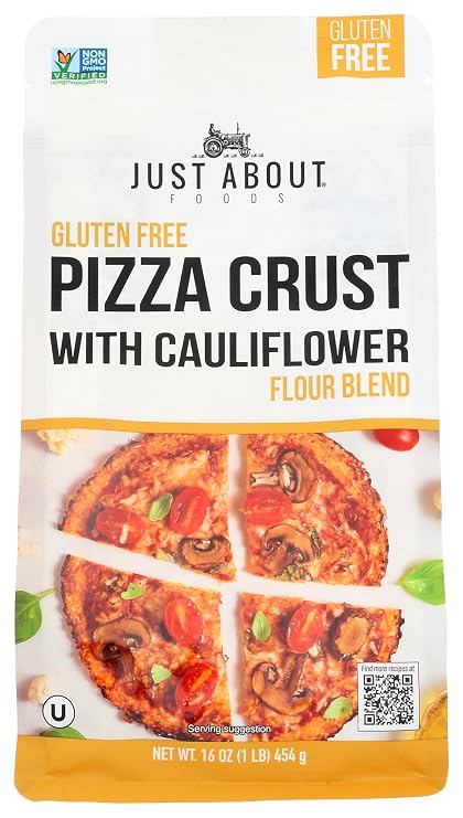 Gluten Free Pizza Crust with Cauliflower Flour | Vegan | Easy to Make | Makes Two 10 to 12 Inches Pizza Crusts | 1 lb (1 Package) | Just About Foods