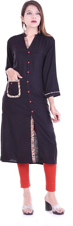 Chichi Indian Women's Plain Rayon Kurti Top
