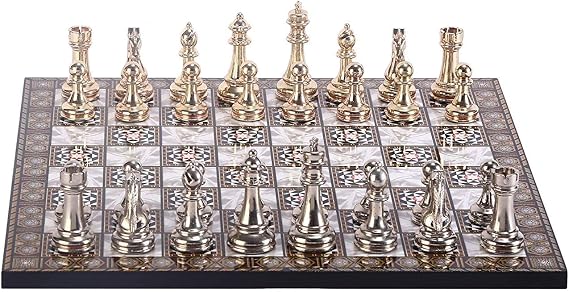 Classic Chess Set for Adults,Handmade Pieces and Mosaic Design Wooden Chess Board King 2.96 inc