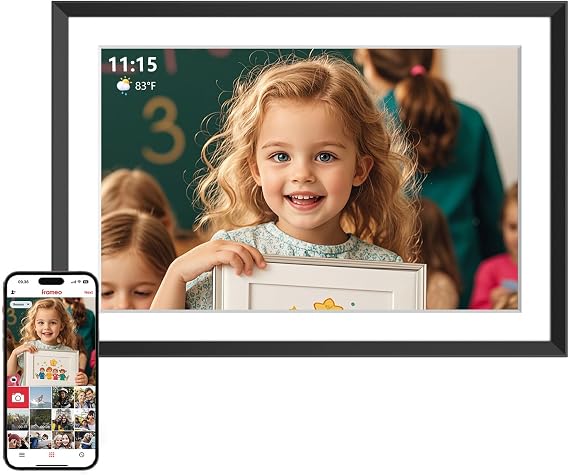 Digital Picture Frame with 10.1 Inch 1280x800 HD IPS Touch Screen, WiFi Digital Photo Frame with Built-in 32GB Memory, Auto-Rotate and Wall-Mountable, Remotely Send Photos/Videos via Frameo App
