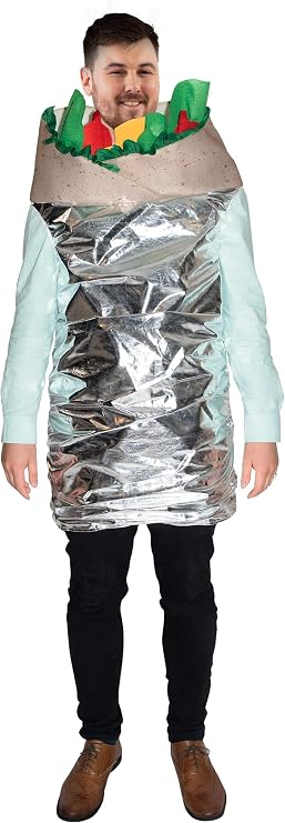 Burrito Costume for Adults | Fun & Festive Halloween & Cosplay Outfit | Easy Pull Over Design | Sized to Fit Most Adults Silver