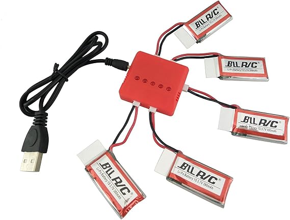 5PCS 3.7V 380mAh 25C Battery &5 in1Battery Charger for E016H E016F X4 (H107,H107C,H107D,H107L,V252,JXD385,F180C) HS170,UDI U816A, X11 X11C, FX801 V911S A120 XK A150 V966 Mini CP,Genius CP