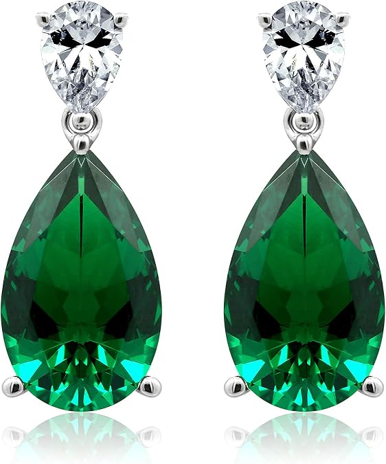 KIERA COUTURE Emerald Pear Drop Earring