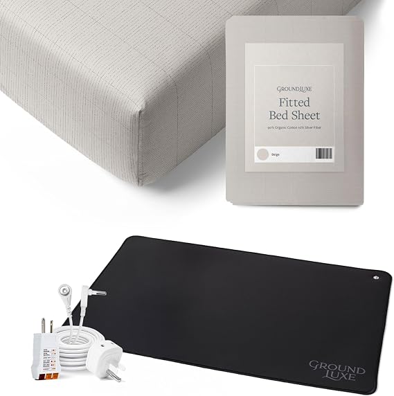 GroundLuxe Twin Beige Grounding Sheet & Mat Bundle