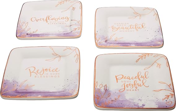 Precious Moments 191441 Peaceful Moments Ceramic Dessert Plates 4-pc Set