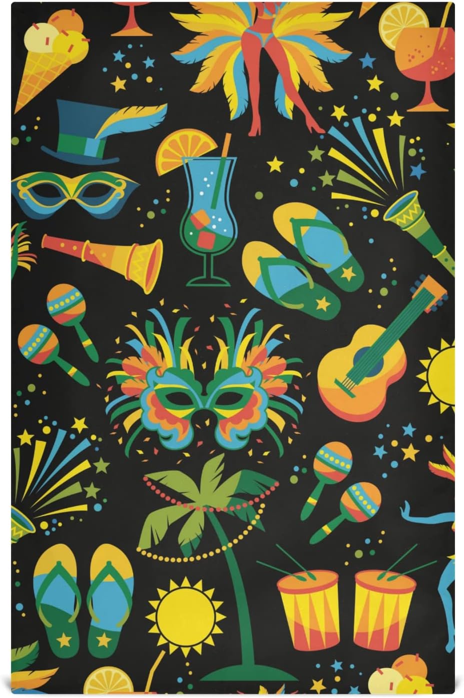 Brazilian Carnival Pattern Kitchen Towels Soft Absorbent Kitchen Hand Towels Cleaning Cloths Reusable Tea Towels Bar Towels 28 x 18 inches