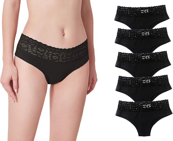 Luna & Sun Women Soft Stretch Sexy Hipster Bikini Panties Underwear with Lace