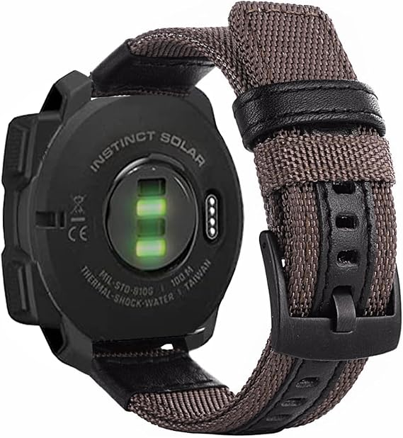 Garmin Instinct/Instinct 2 Solar, Garmin Instinct Taktik/Güneş/Gelgit/Esports için 22mm Spor Askeri Bileklik ile Uyumlu Deri Bantlı Sağlam Naylon…