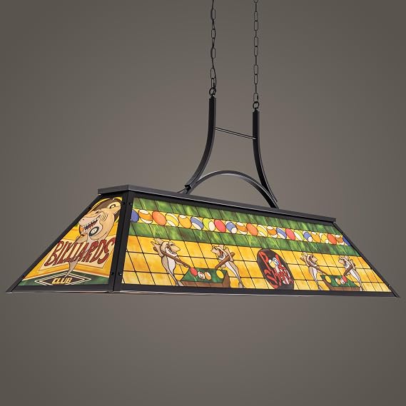 TOCHIC Pool Table Light, 60" Rustic Billiards Light Fixtures 5-Light with Tiffany-Style Shark Shade Vintage Chandelier Hanging Over Pool Table Game Room Man Cave Club Dining Room Kitchen Island