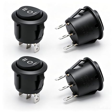 TWTADE / 4Pcs Momentary Boat Rocker Switch 3 Pin 3 Position(ON)-Off-(ON) SPDT Mini Car Auto Boat Round Rocker Toggle Switch 6A 250VAC/10A 125VAC KCD1-5-123