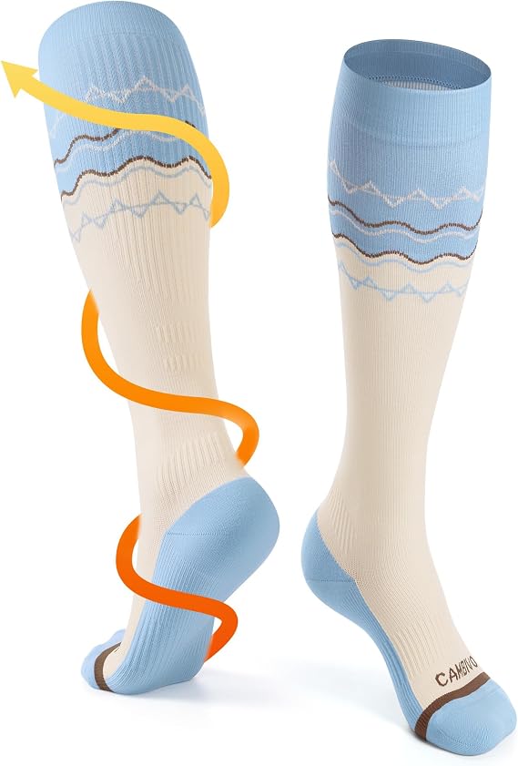 CAMBIVO Compression Socks for Women and Men, 15-20 mmHg Flight Socks