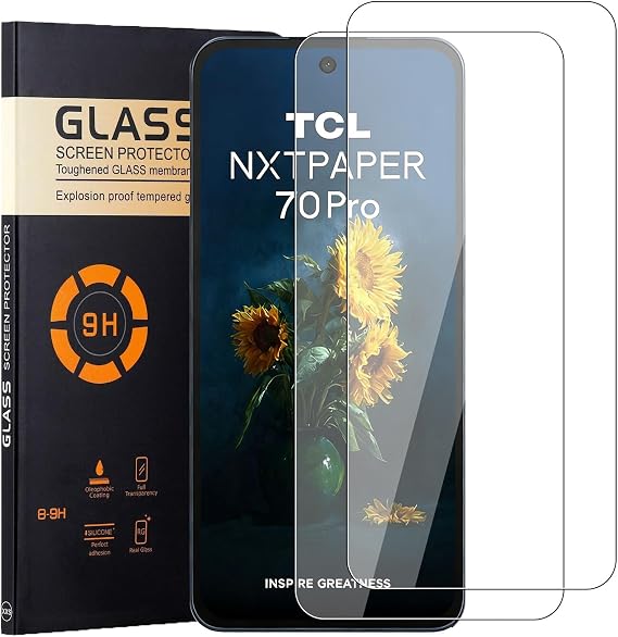 Screen Protector for TCL NxtPaper 70 Pro,[2 Pack]99.99% HD Full Coverage Easy Installation Round Edge Scratch Resistant Bubble Free,9H Hardness Premium Quality Tempered Glass Film,Transparent