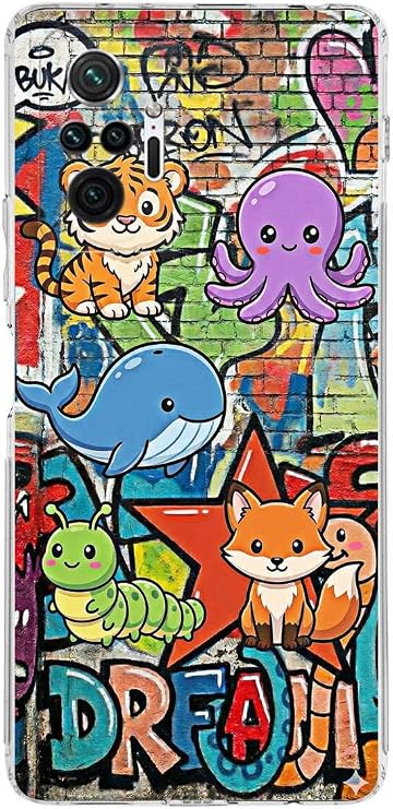 Redmi Note 10 Pro 5G ile Uyumlu Grafiti Mini Tasarımlı Şeffaf Silikon Kılıf