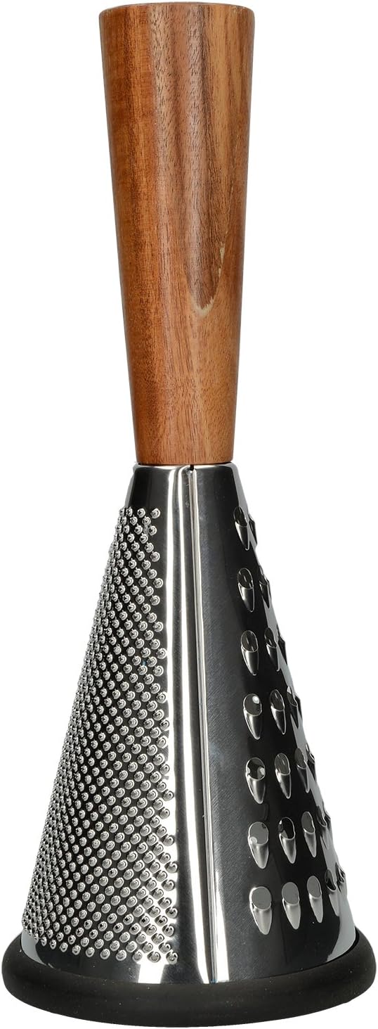MasterClass Gourmet Cheese Small Vintage-Style Conical Cheese Grater with Wooden Handle, 11 x 11 x 28 cm (4.5" x 4.5" x 11"), Silver/Brown