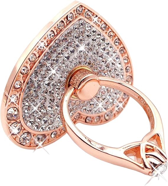 Cell Phone Ring Holder,360 Rotation Diamond Metal Finger Ring Grip for iPhone iPod iPad Samsung Galaxy and Other Smartphones (Rosegold)